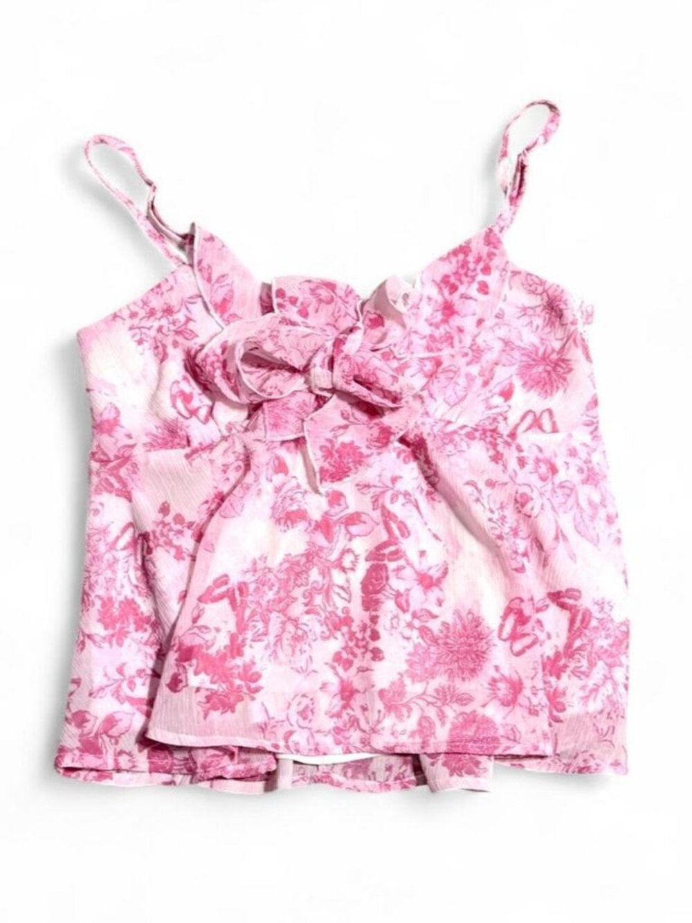 Pink Floral Ruffle Tank Top